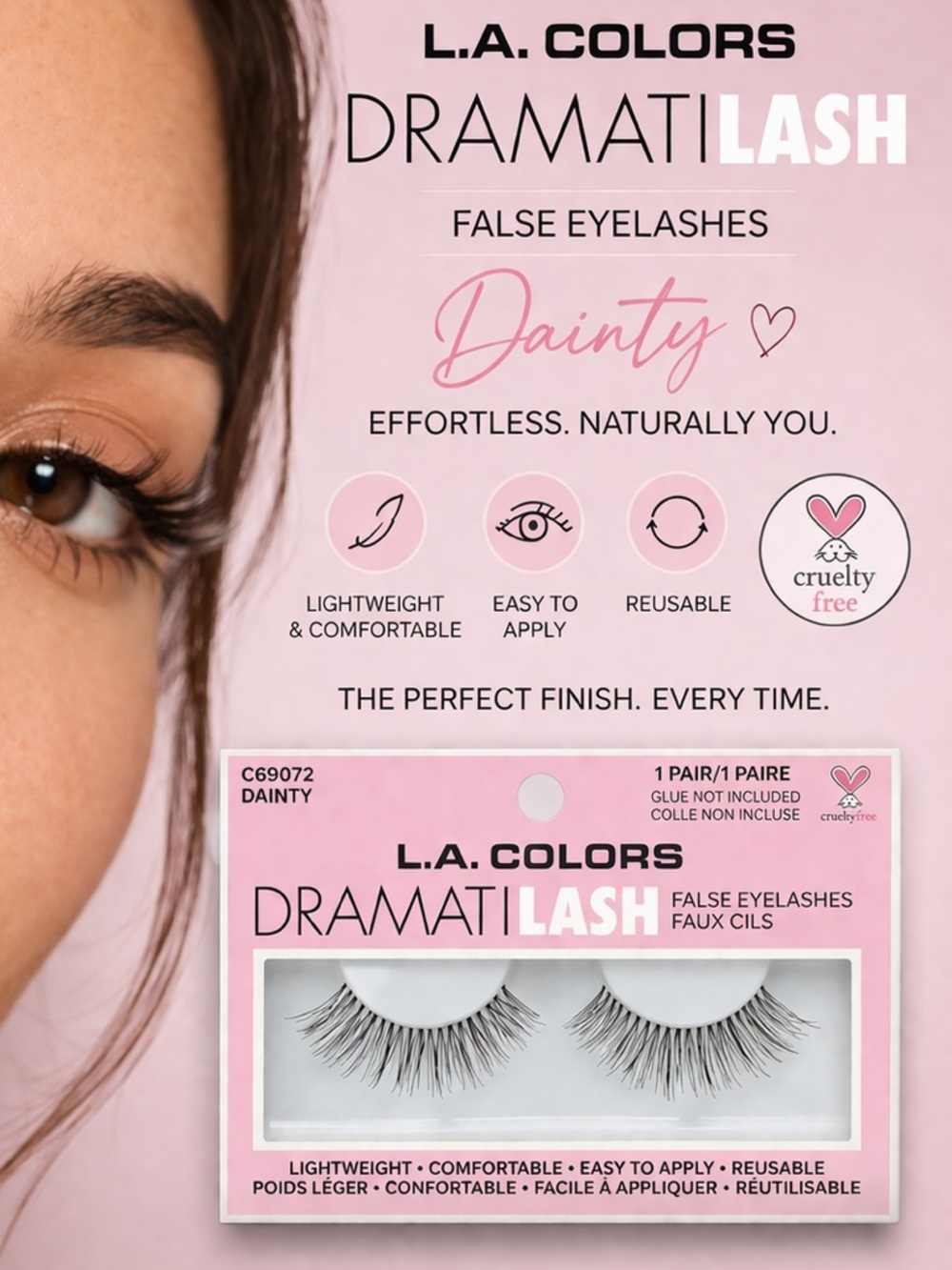 2 Sets - L.A. Colors False Eyelashes - Dainty Natural Black